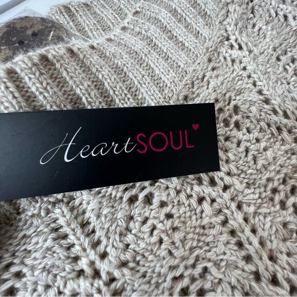 HeartSoul Y2K Knitted Crocheted Cap Sleeve Sand Color Button Sweater Dress SZ S - Picture 7 of 13